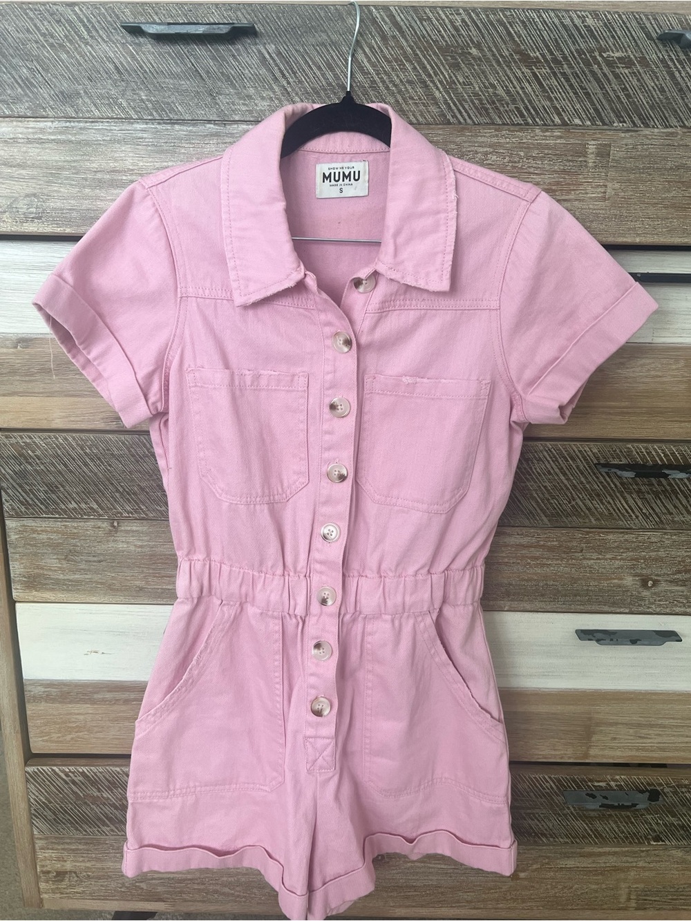 Show Me Your MuMu Pink Button-Front Short Romper